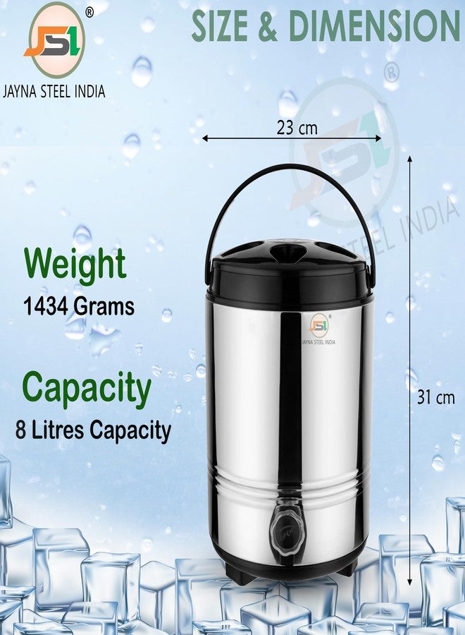 JSI إبريق ماء من الفولاذ المقاوم للصدأ من JSI مزود بصنبور، سعة 8 لترات، مناسب للمكتب والمنزل والمطبخ - يحافظ على المشروبات ساخنة وباردة - مقبض سهل الحمل - قاعدة متينة وقوية - إبريق ماء معزول بعازل البولي يوريثان - Image 5